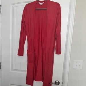 Time and Tru Women's Dark Orange Open Front Cardigan